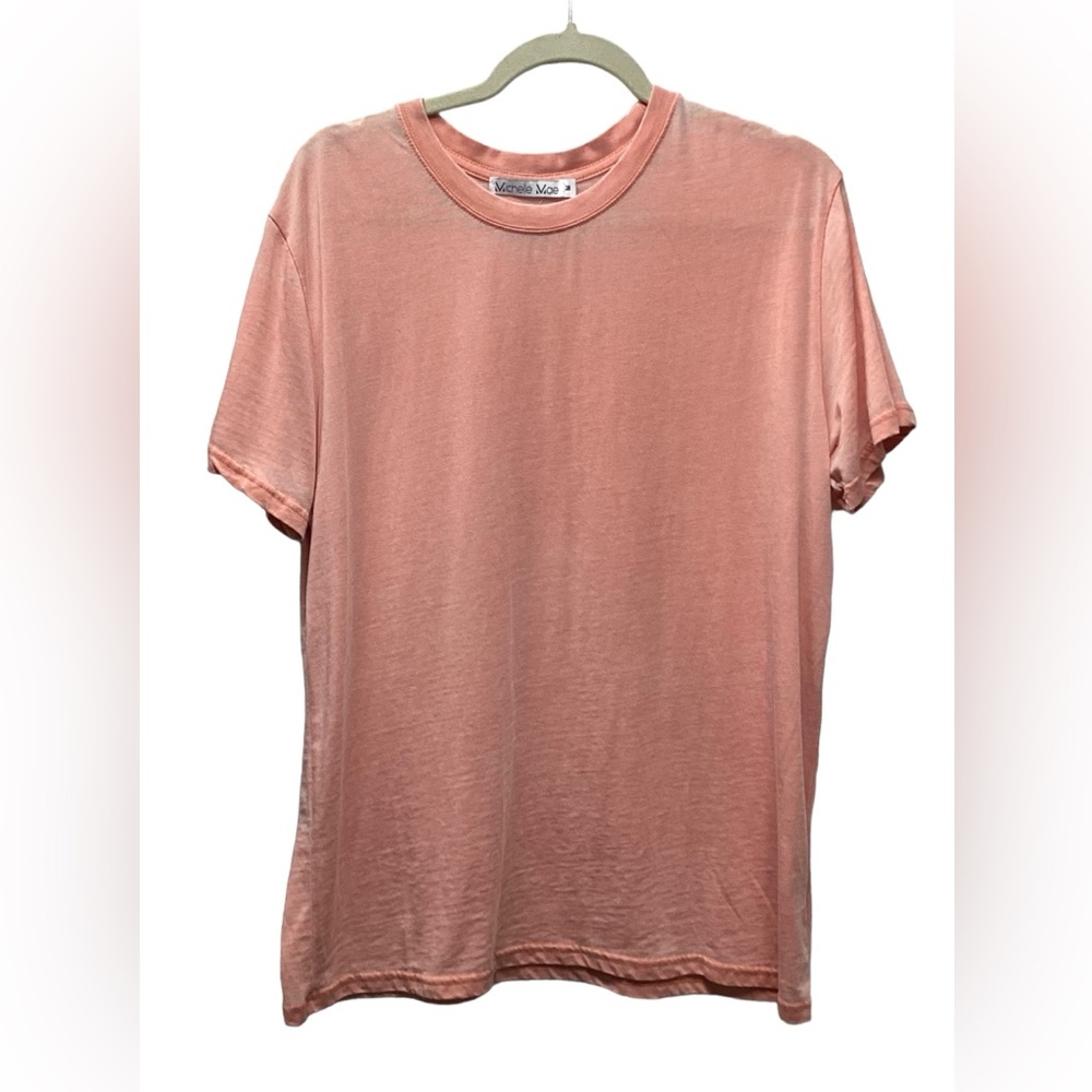 Michelle Mae feather weight Dressy crew neck T-shirt. Light coral. Size Medium